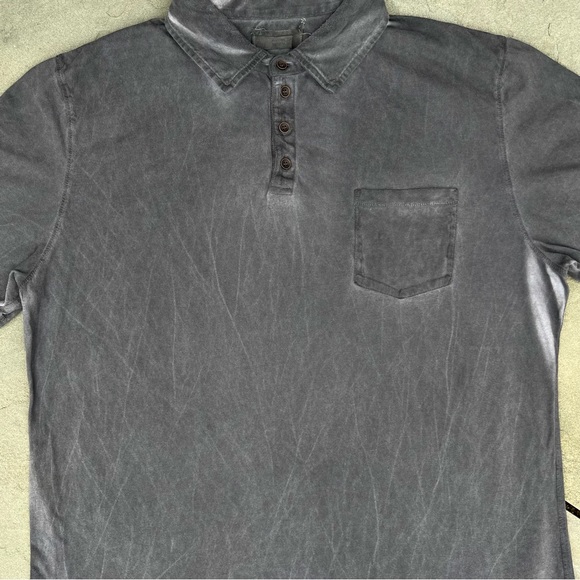 Overdyed Reworked Pocket Polo Black Grey Made in USA - Picture 4 of 5
